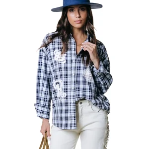 Talia Check Logo Blouse