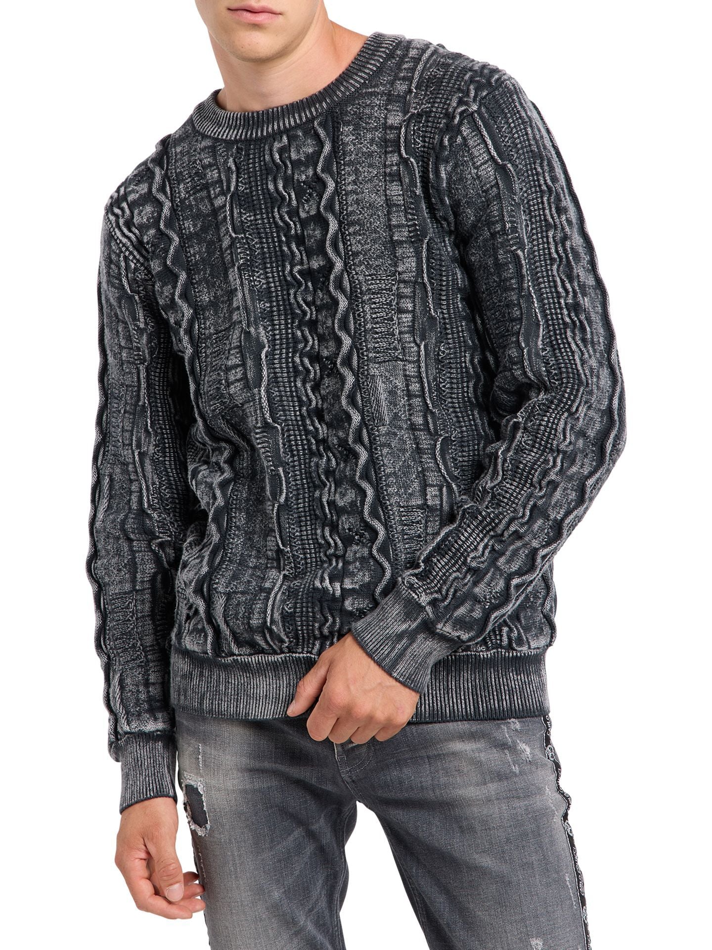 CARLO COLUCCI GEBREIDEN TRUI ZWART GRIJS - Afbeelding 2