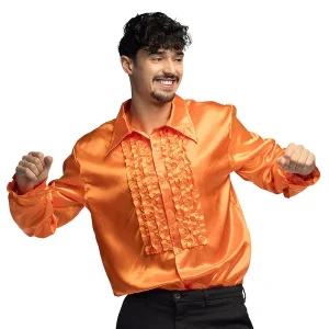 Oranje Discoblouse met ruches