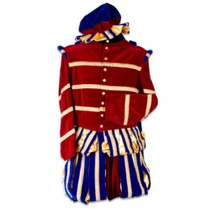 Hoofdpietenpak Super Luxe Rood-Blauw