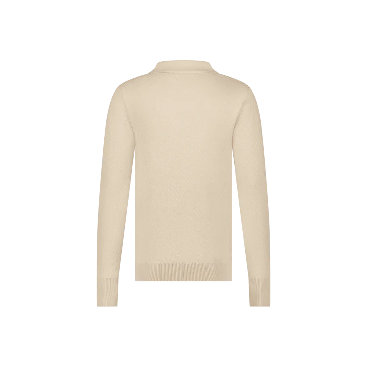 AEDEN DUNCAN KNIT POLO MET LANGE MOUWEN BEIGE - Afbeelding 3