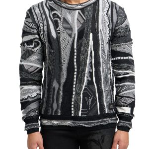 Carlo Colucci Gebreide Trui Zwart Wit Grijs.