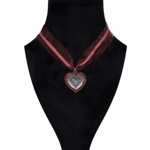 Halsketting met strassrand rood