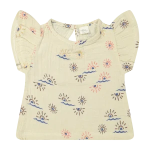Riffle Amsterdam - Babyshirt T-shirt Joan woven muslin aop sunshine