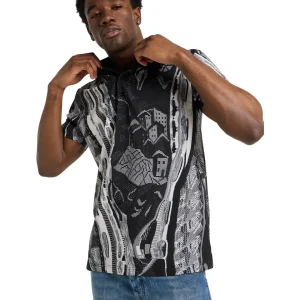 CARLO COLUCCI POLO SHIRT MET GEBREIDEN PRINT ZWART WIT.