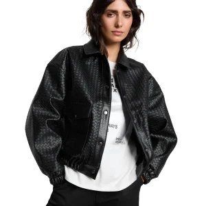 Woven Braided Faux Leren Jas