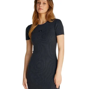 Washed Woven Label Rib Jurk