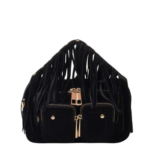 Helena Fringe Suede Black w. Gold
