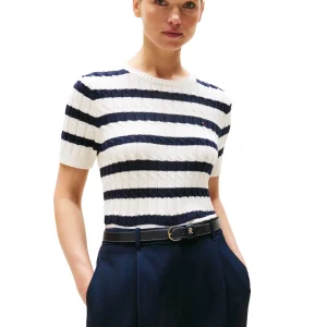 Cable Crewneck Koprte Mouwen