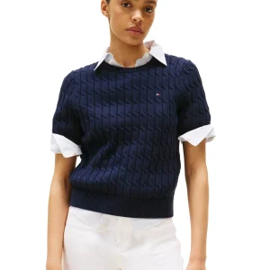 Cable Crewneck Korte Mouwen