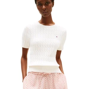 Cable Crewneck Korte Mouwen