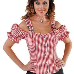 Tiroolse Damesblouse Rood-Wit
