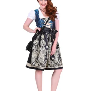 Dirndl Jurk Anna Blauw-Zwart