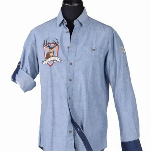 Tiroler Blouse Jeans lichtblauw Sale