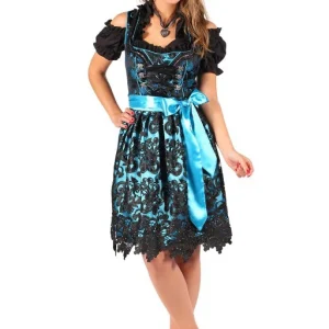 Dirndl Jurk Viktoria Zwart Turquoise