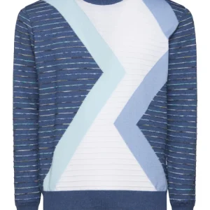 Montechiaro trui met patroon Blauw Wit
