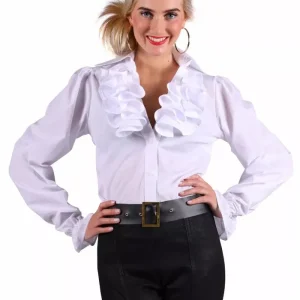 Damesblouse met Jabot Luxe Wit