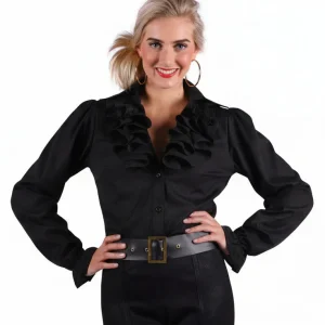Damesblouse met Jabot Luxe Zwart