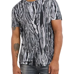 3D Gebreiden Print T-shirt zwart-Wit