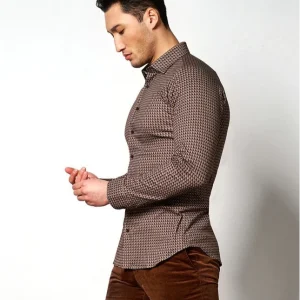 Desoto Heren Jersey overhemd all over print Bruin