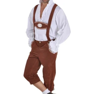 Tiroler broek Edelweiss met bretels bruin