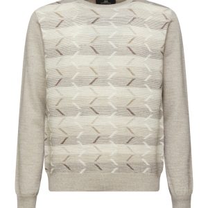 Montechiaro Trui met schakels als brei patroon Ecru / Blauw