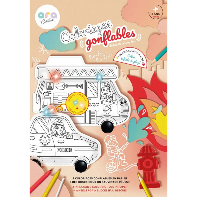 ara créative - Opblaasbare kleurplaat brandweer en politie