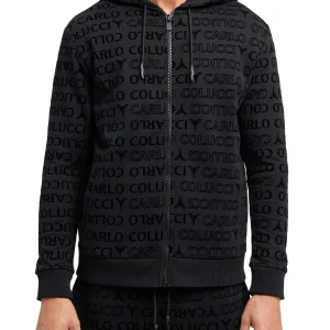 Carlo Colucci Vest Met Capuchon en Front Monogram Zwart.