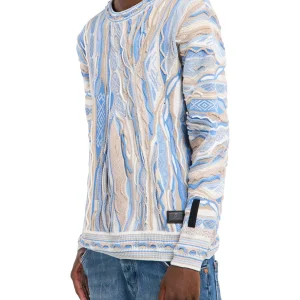 CARLO COLUCCI JACQUARD GEBREIDE TRUI LICHT BLAUW