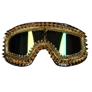 Skibril Gold Digger | Gouden skibril met spikes