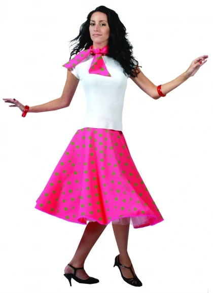 Rock & roll rok en shawl roze-groen