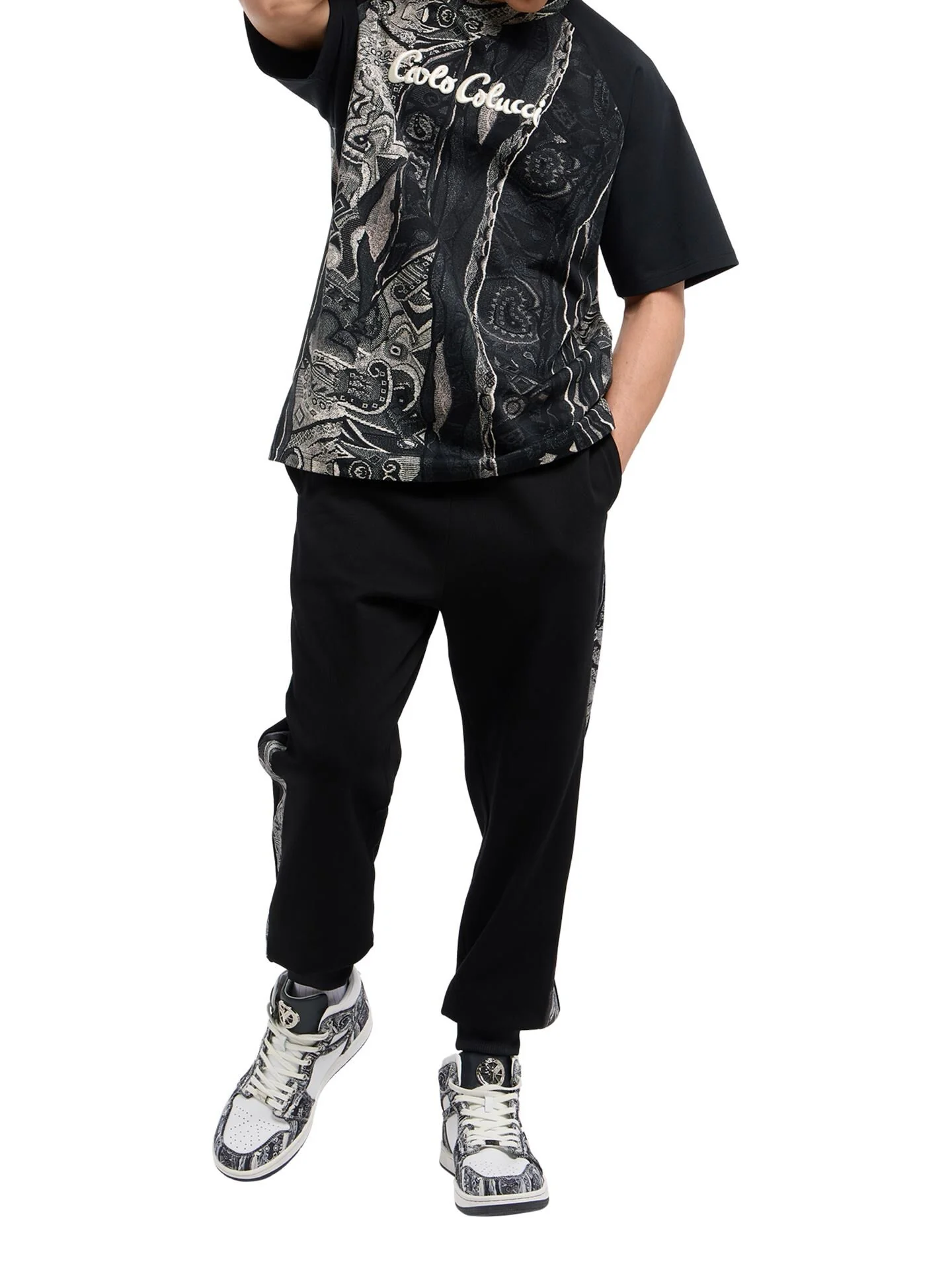 CARLO COLUCCI RETRO-VIBES T-SHIRT ZWART - Afbeelding 5