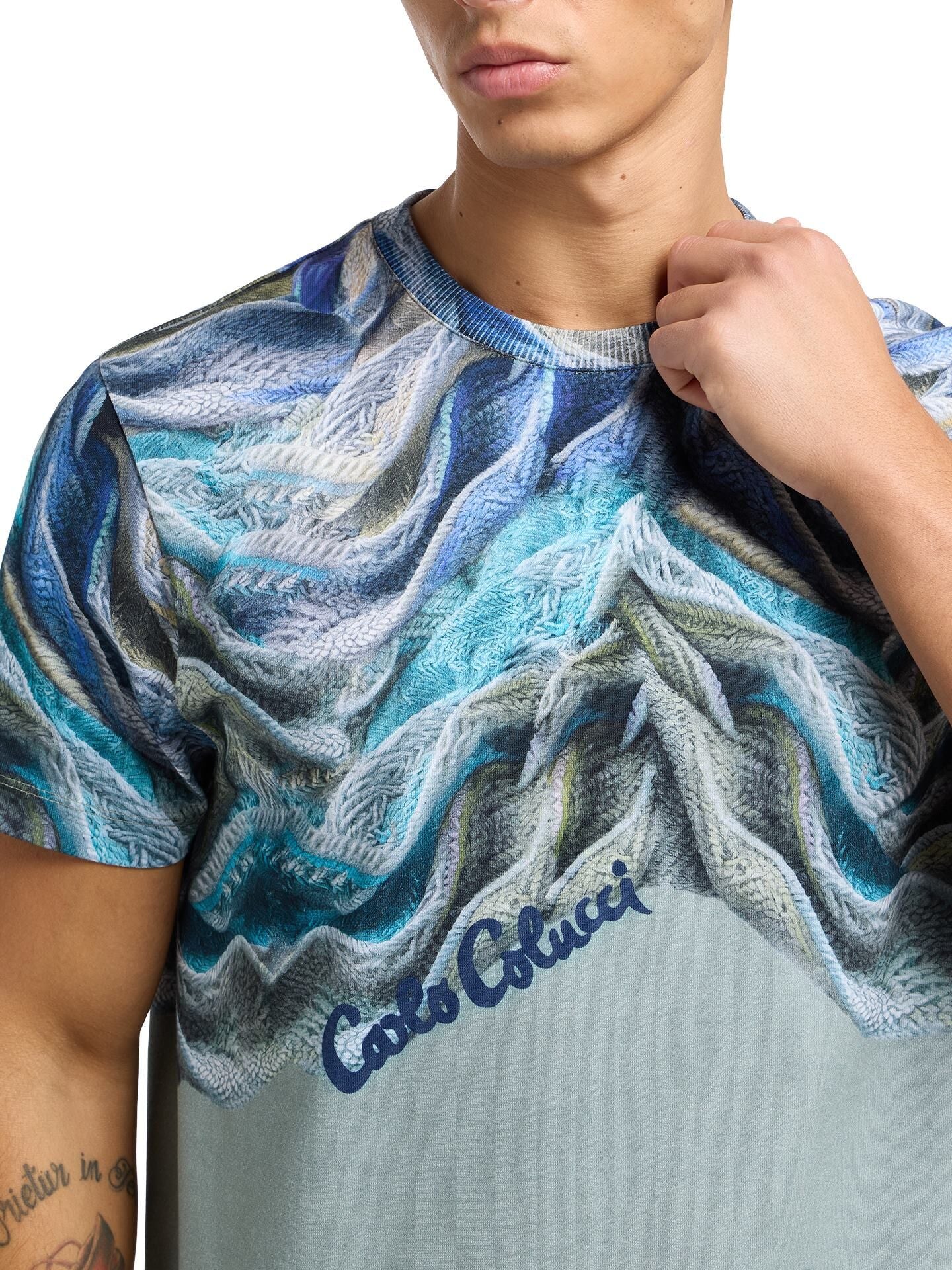 Carlo Colucci T-SHIRT - KUNSTMATIG GEBREID Groen. - Afbeelding 6