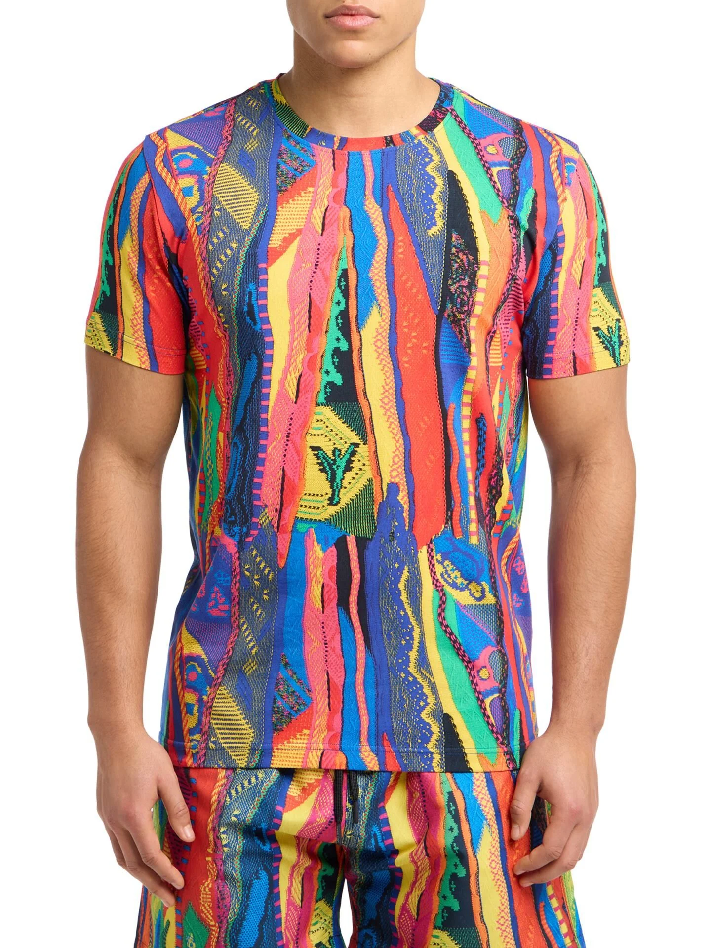 CARLO COLUCCI T-SHIRT MET BREIPRINT KLEURRIJK.