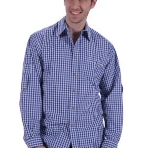 Tiroler geruite blouse blauw-wit