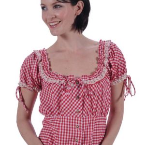 Tiroler geruite damesblouse 'Steffi', rood