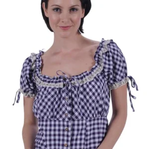 Tiroler damesblouse Steffi lila-wit