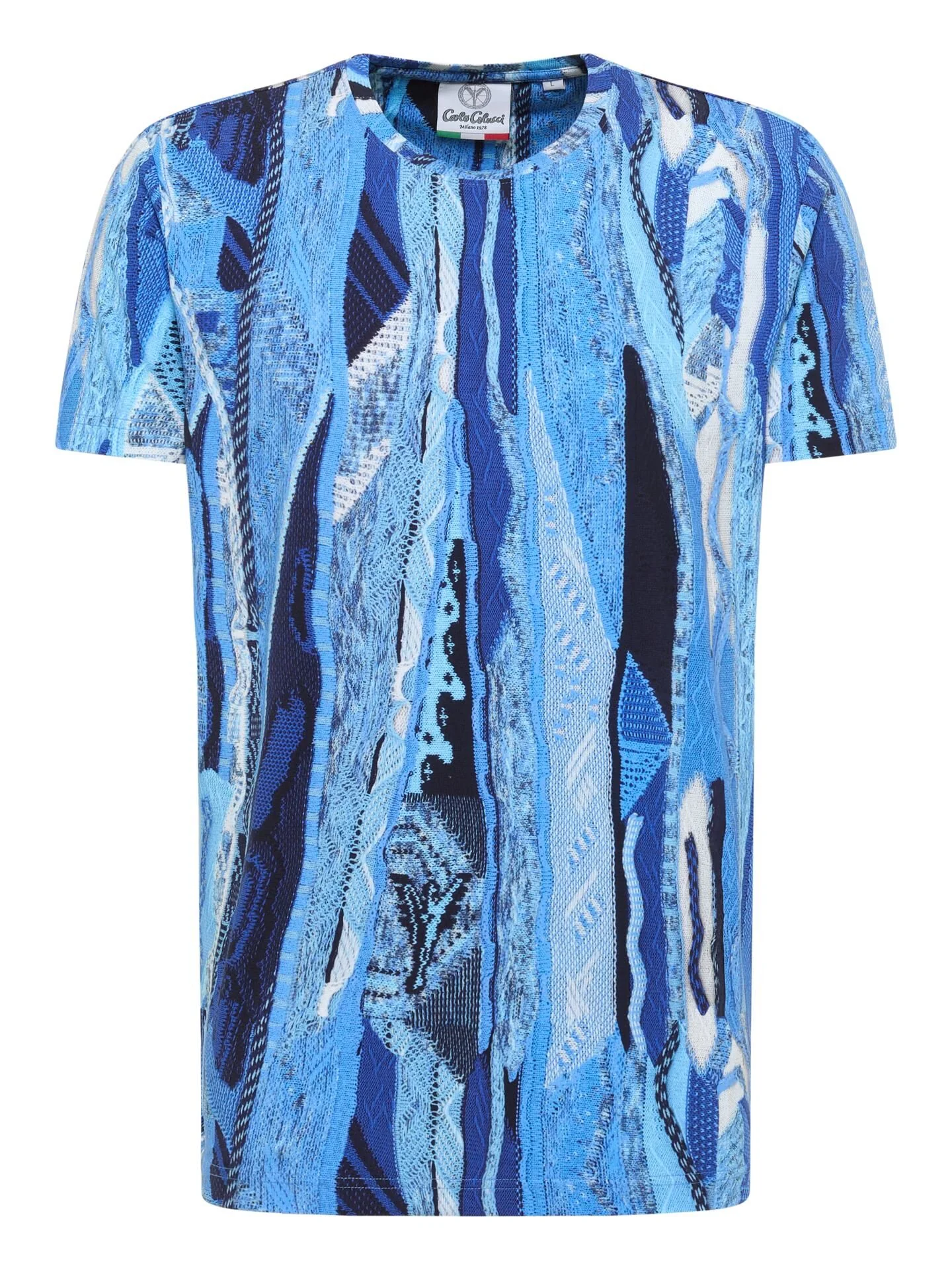 CARLO COLUCCI T-SHIRT MET BREIPRINT BLAUW. - Afbeelding 3