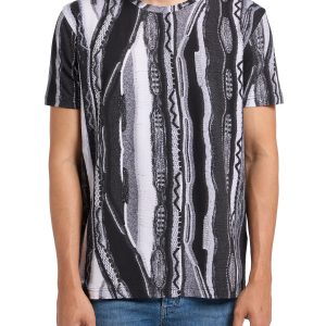 Carlo Colucci T-shirt met Allover Print Zwart/ Grijs