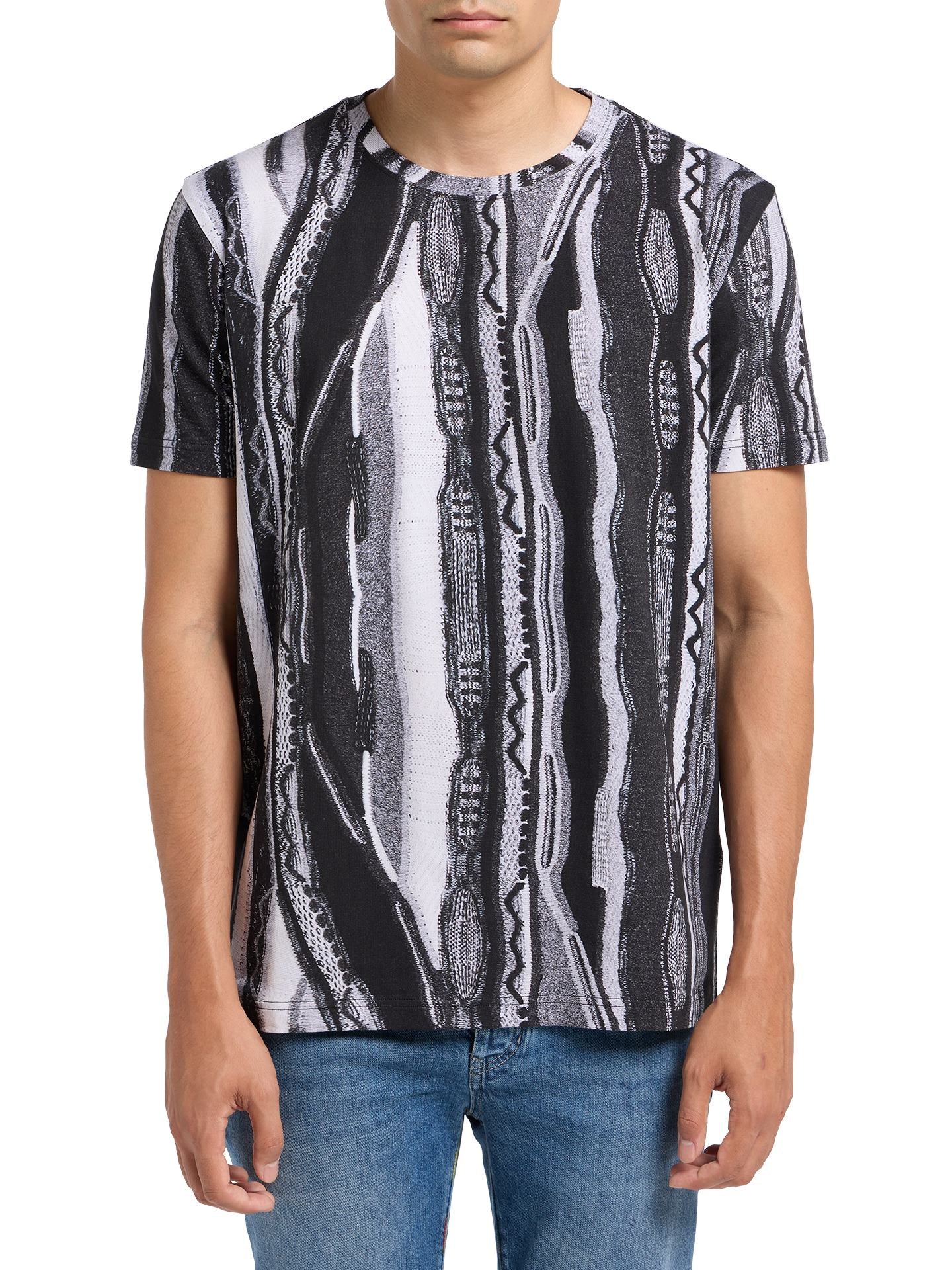 Carlo Colucci T-shirt met Allover Print Zwart/ Grijs - Afbeelding 2