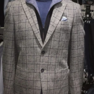 Seven Square Ruitpatroon Colbert, Grijs Blauw Maat-52/L