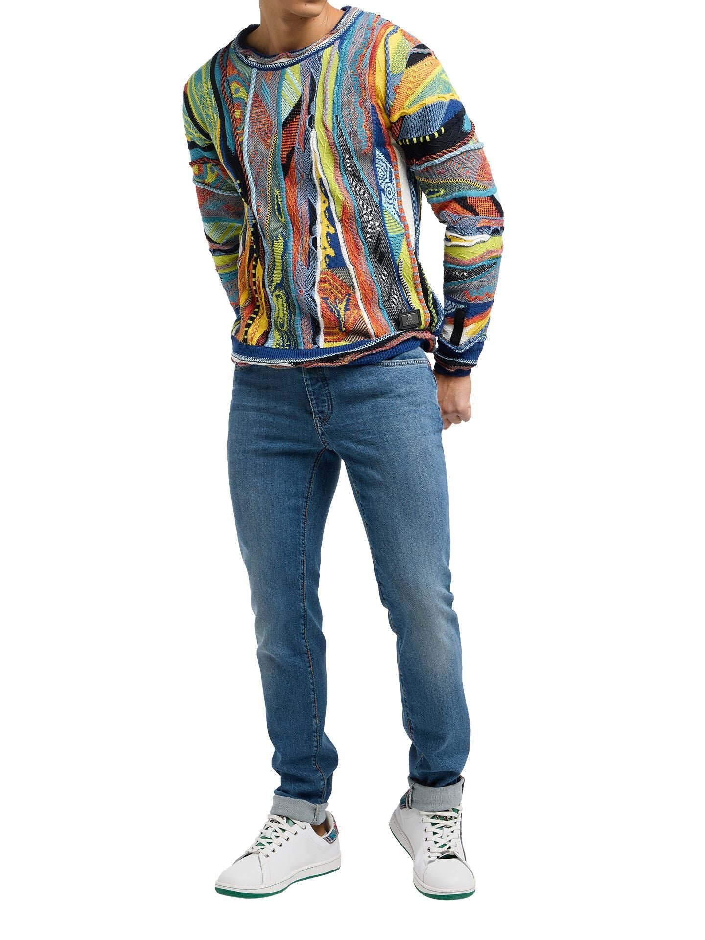 Carlo Colucci RONDE HALS GEBREIDE TRUI Kleurrijk. - Afbeelding 4