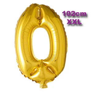 Folie Cijfer Ballon 0 Goud XXL 102cm