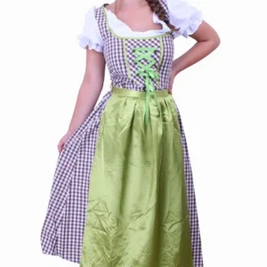 Tiroler jurk lang Wenzel bruin/wit