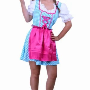 Tiroler jurk kort Anna blauw/wit ruitje