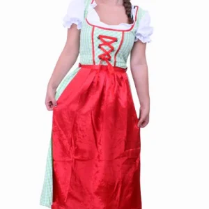 Tiroler jurk lang Sarah groen/wit ruitje