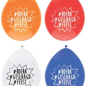 Ballonnen Hoera Geslaagd 8x