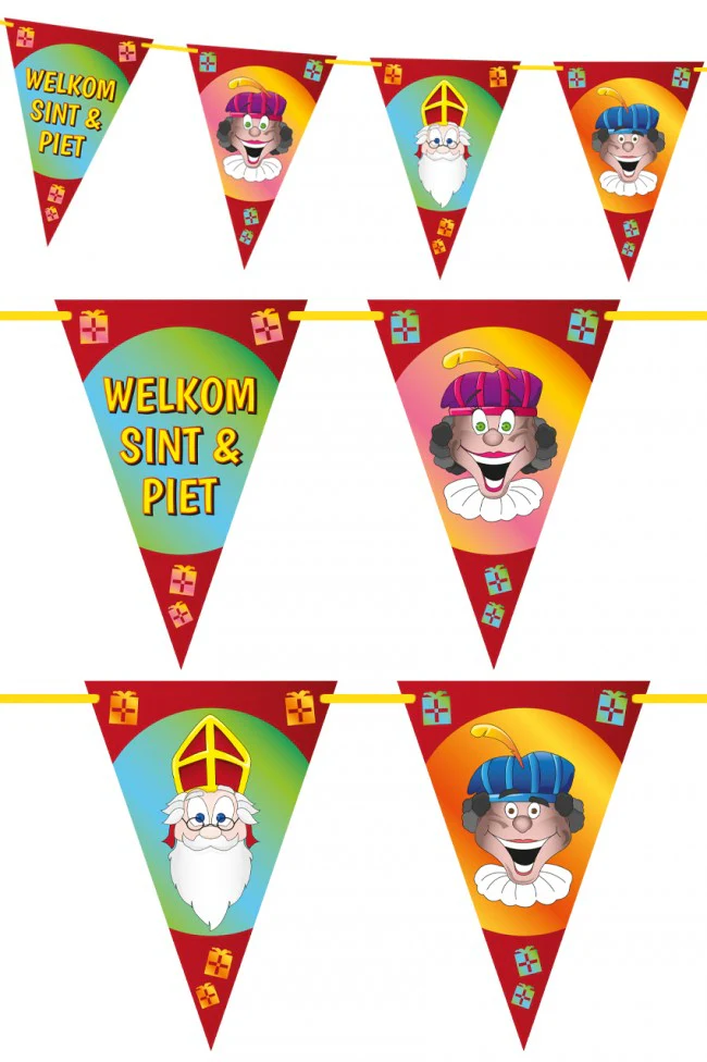 Vlaggenlijn Welkom Sint en Piet Dubbelzijdig 6M