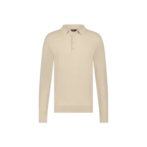 AEDEN DUNCAN KNIT POLO MET LANGE MOUWEN BEIGE