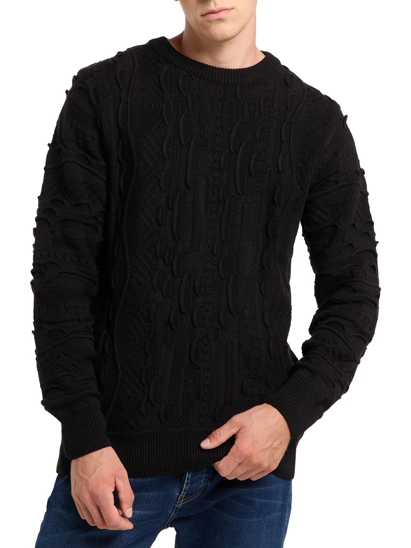 CARLO COLUCCI GEBREIDEN TRUI EFFEN ZWART. - Afbeelding 2